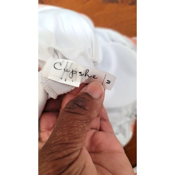 Cupshe Striped V-Neck One-Piece Swimsuit Size M Peach & Navy - Picture 6 of 7